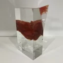 Fire - skleněná plastika s barvou červeného rubínu
