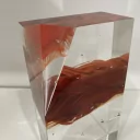 Fire - skleněná plastika s barvou červeného rubínu