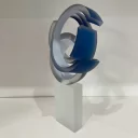 Mezi kruhy - broušená skleněná lepená plastika mat