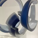 Mezi kruhy - broušená skleněná lepená plastika mat