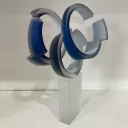 Mezi kruhy - broušená skleněná lepená plastika mat