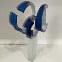 Mezi kruhy - broušená skleněná lepená plastika mat