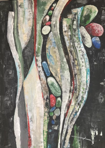 Vertikální rezonance - akryl na plátně